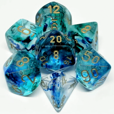 CHX27556 NEBULA LUMINARY OCEANIC W/ GOLD Polyhedral 7pc dice set image 0